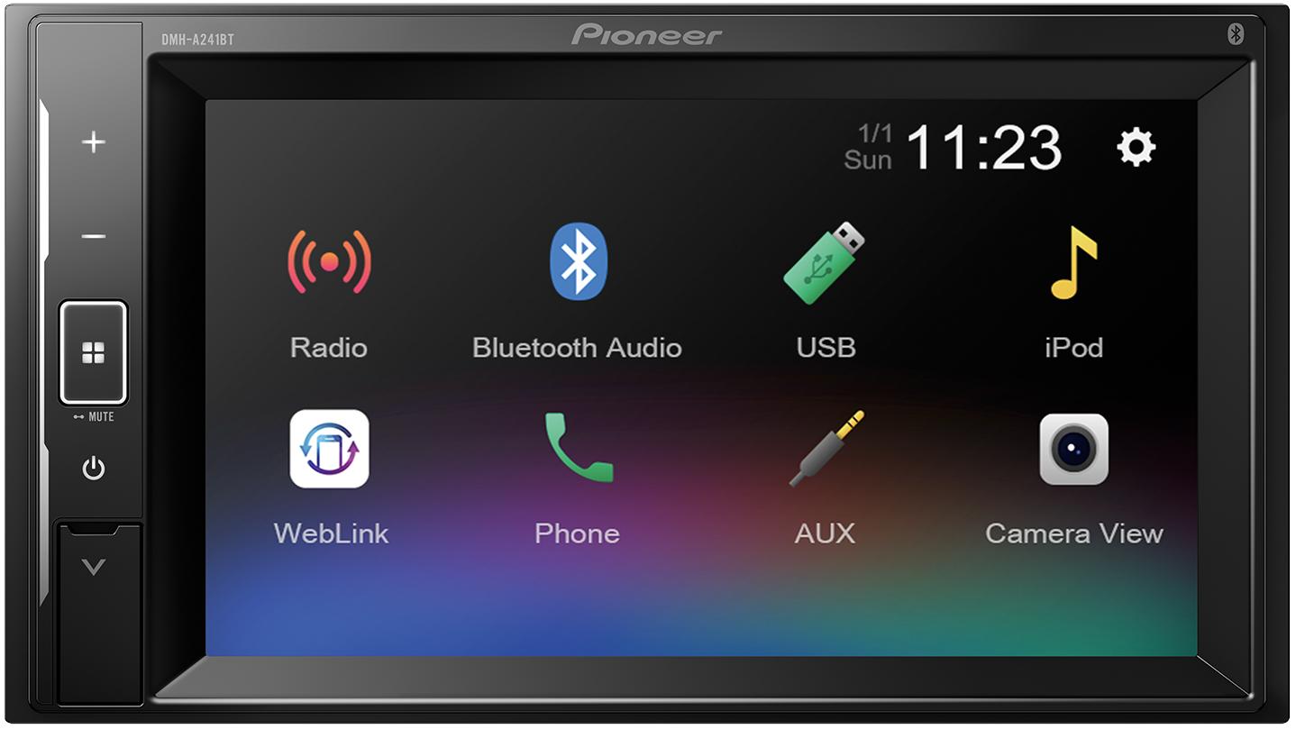 Бездисковая мультимедийная автомагнитола со встроенным Bluetooth,c функцией WebLink Cast (активное дублирование экрана смартфона) и пультом ДУ Pioneer DMH-A241BT